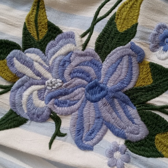 Anthropologie Akemi + Kin high neck embroidered keyhole blouse - Picture 3 of 11